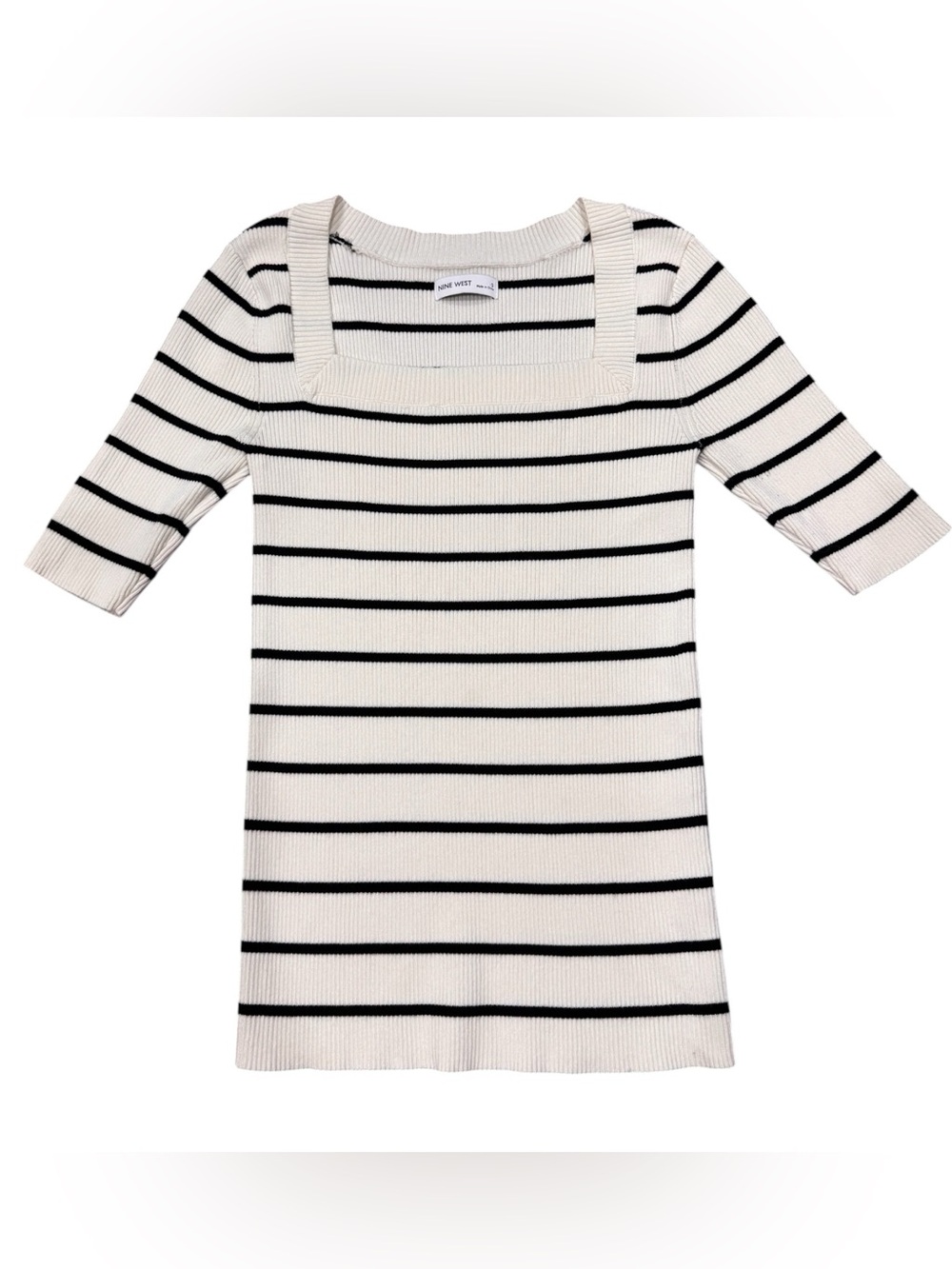 Nine West Striped Square Neck Sweater Size Small